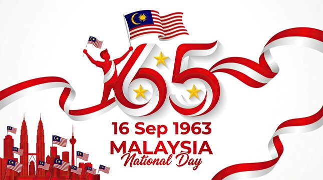 Malaysia national day celebration on september 16 1963 isolated on white background