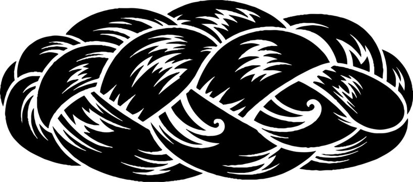 Braided challah bread black and white graphic