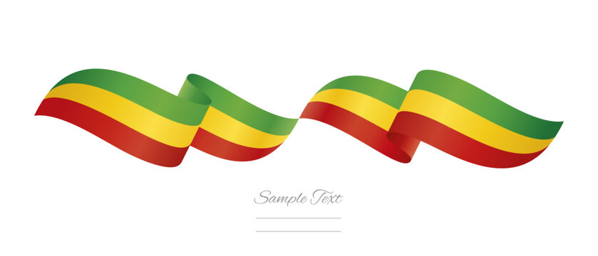 Guinean flag ribbon vector illustration. Waving patriotic Guinea Flag Ribbon Banner on isolated white background