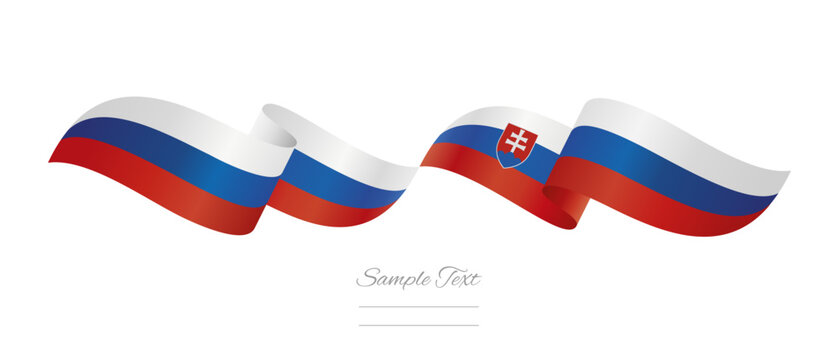 Slovakian flag ribbon vector illustration. Waving patriotic Slovakia Flag Ribbon Banner on isolated white background