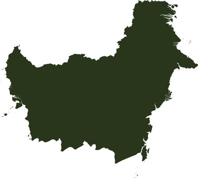 Solid dark silhouette vector map of Kalimantan (Indonesian Borneo) blank isolated shape.