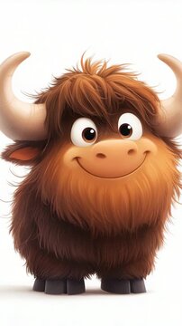 selective focus adorable buffalo character isolated on white