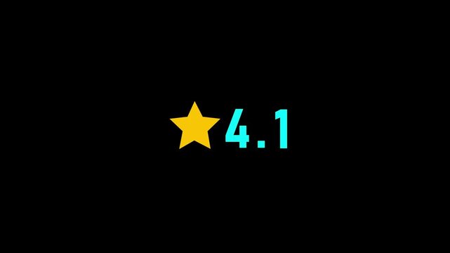 Premium Star Rating Animation with Customer Feedback and Review Score. 4.1 Star rating star animation. customer feedback on 4.1-star rating and review details. product certification. 4k video