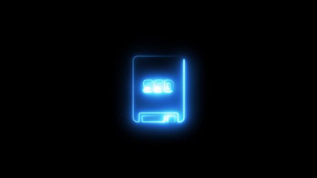 Glowing neon ssd animation for technology and data storage concepts