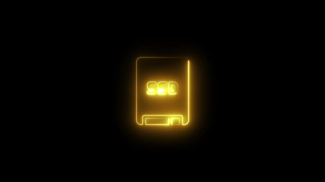 Glowing neon ssd storage animation for tech and data concepts