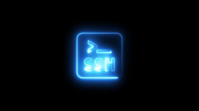 Glowing neon ssh terminal command animation for cybersecurity and tech projects