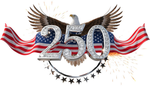 USA 250th anniversary american eagle flag transparent background