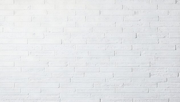 Bright seamless white painted brick wall with subtle horizontal courses and gentle relief, offering a clean modern architectural background for interiors, presentations, and minimalist designs