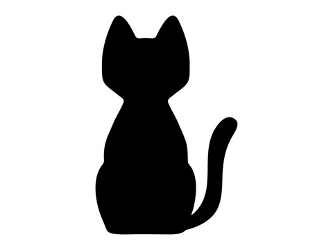 子ねこのシルエット　正面向いてお座りする姿