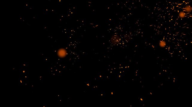 Fire Sparks and Orange Ember Particles Background Seamless Loop VJ Overlay Ultra HD 4K
