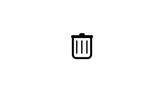 Trash bin icon footage on white background.Video icon for web, app,glowing Delete icon.