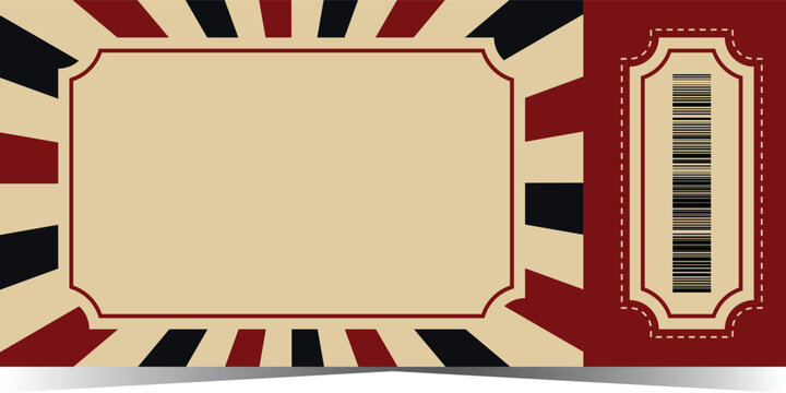Vintage ticket with barcode and radial burst pattern vector illustration