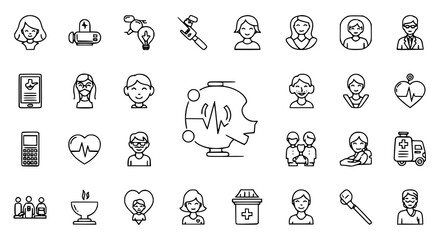 Naklejka premium Medical and healthcare icons set