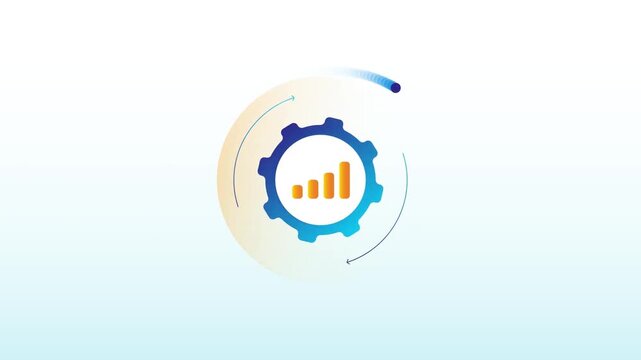 Abstract Digital Gear and Business Growth Bar Chart Infographic Concept Animation