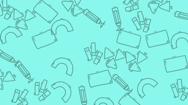 Geometric patterned stationery items on a cyan background, perfect for school supplies, office decor, or graphic design projects.