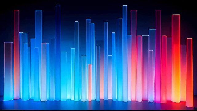 Digital holographic glass neon light abstract background