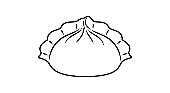 Hand-drawn illustration of a single dim sum dumpling on a white background
