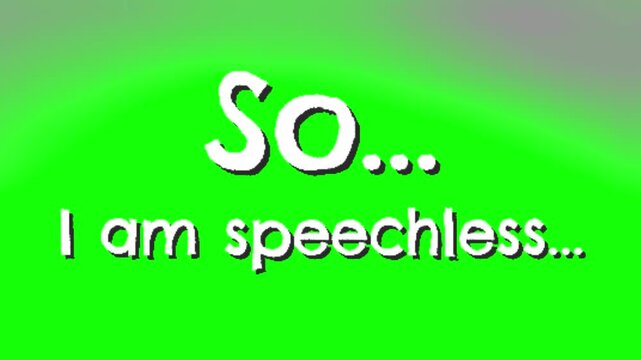 So I am speechless written in white text against a soft lime green background creates an expressive and humorous graphic element that captures a sense of surprise or disbelief for online messaging.