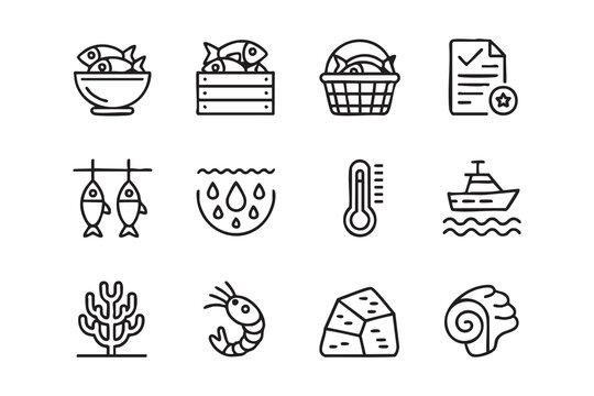Seafood Collection Featuring Fish Basket Shrimp Boat and Quality Certificate