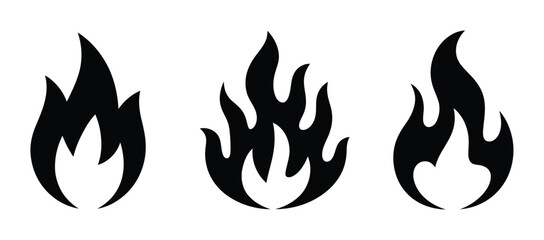 Naklejka premium Three Black Fire on White Background