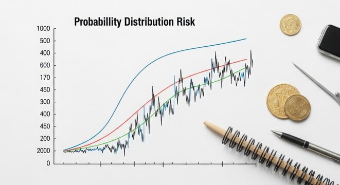 Probability Distribution Risk Graph with Pen and Notebook Illustrating Financial Analysis and Planning