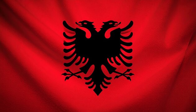 "Albania national flag with red background and black double‑headed eagle, symbol of bravery, strength, sovereignty, and unity beautifully represented."