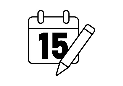 Icono de calendario con fecha y l&aacute;piz