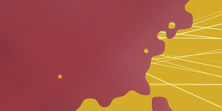 Crimson fluid blob encroaching upon golden textured plane