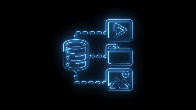 Digital data management system with database connected to video folder and image files icon
