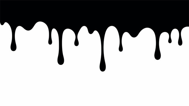 Black Dripping Liquid Paint Ink, Vector Illustration Background 