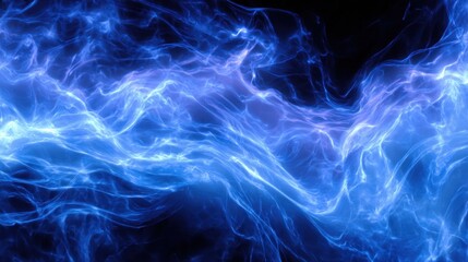 Fototapeta premium Abstract blue energy waves on a dark background