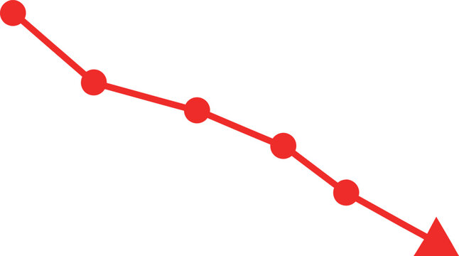 Red Downward Trend Line Chart Arrow, Vector Illustration