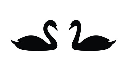 Two swans facing each other black silhouette © Alamin