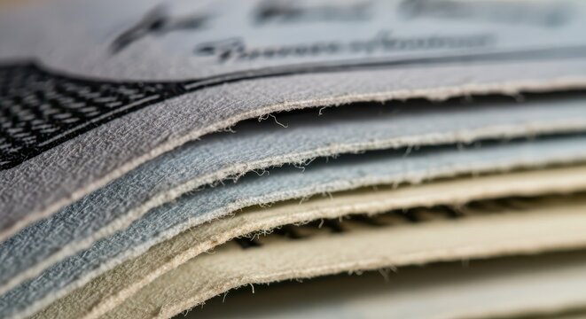 Extreme Macro View of Layered Currency Paper Showing Fine Fibers and Textures