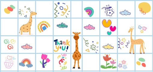 Obraz premium Colorful seamless cartoon pattern.