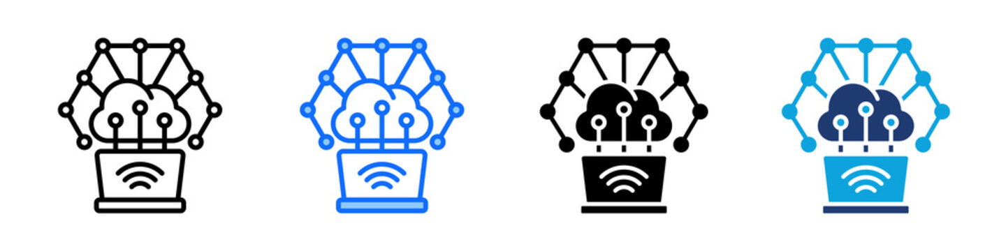Edge Computing Icon Set Multi Style Vector Illustration