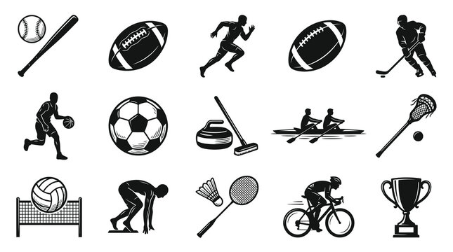 Sports Icons Black and White Vector Icons - VectorStock