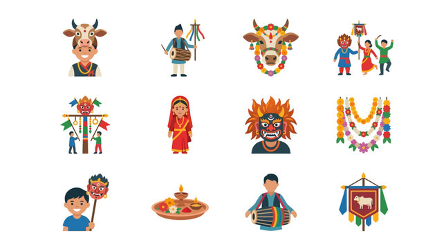 Colorful festival celebration with traditional attire and decor