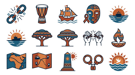 Colorful icons depicting culture, nature, and travel themes © drx T