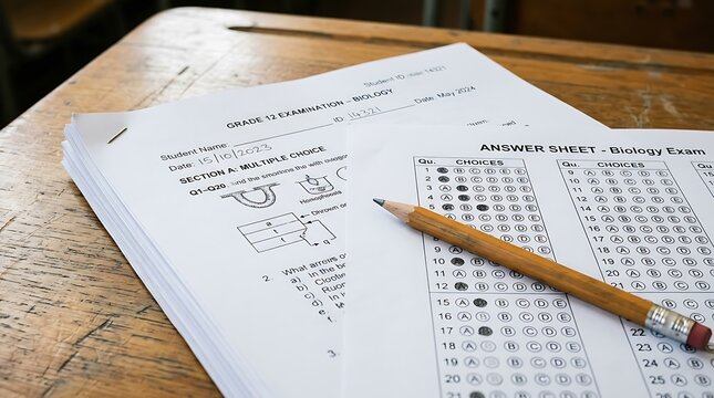 Student Test Prep: Multiple Choice Exam Paper & OMR Answer Sheet for Academic Assessment