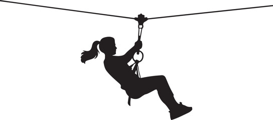 Person ziplining through the sky silhouette © Masud