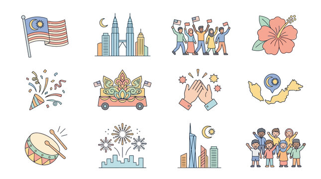 Colorful illustrations of Malaysia's culture and celebrations