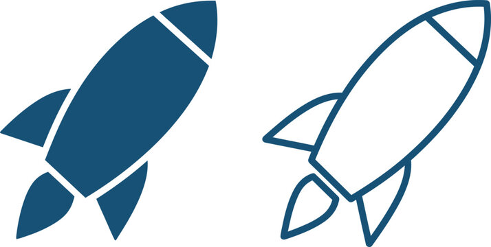 vector rocket icon set with blue business style flat design for space startup branding