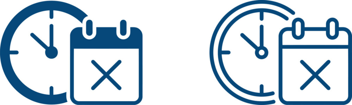 calendar and clock icon set with time reminder symbol for scheduling, planning, and events