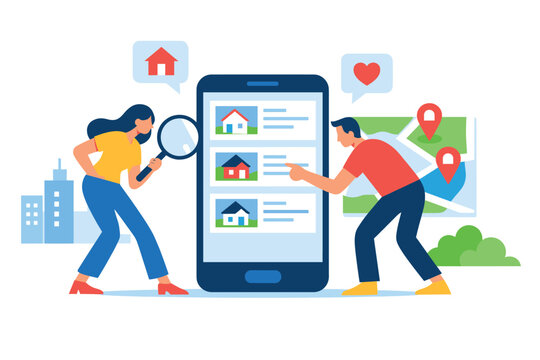 House Search on Smartphone with Property Listings Map