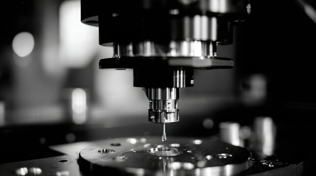 Close-up view of a high-precision milling machine cutter in action, creating intricate metal parts with remarkable accuracy.