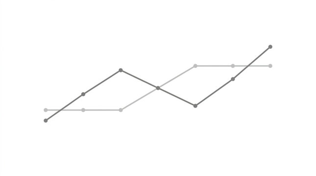 Visual representation of two distinct data series with fluctuating trends and marked points. Useful for comparative analysis, growth, decline, and statistical insights