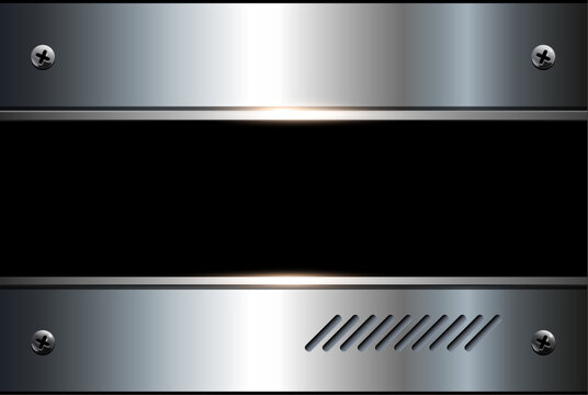 Silver metal industrial background with screws and copy space.