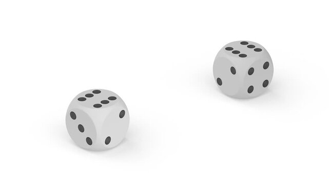 White die on white background. Isolated 3D illustration