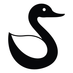 Simple black swan silhouette icon with white eye  minimalist design element icon © Sieam